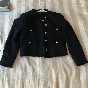 Mango Black Tweed Cropped Blazer